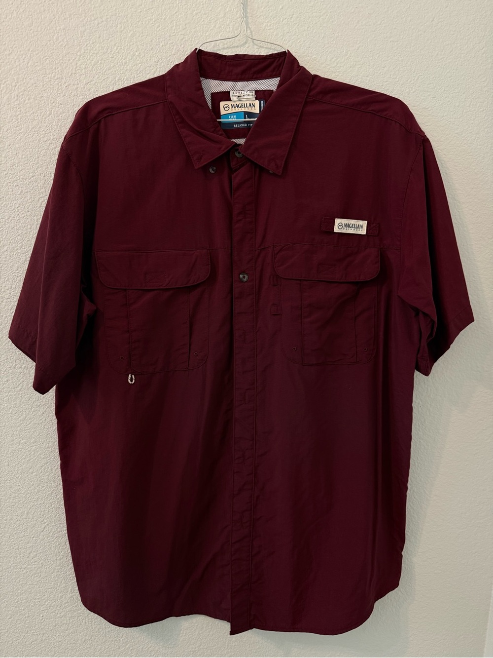 Magellan Outdoors Men's Short-Sleeve Button-Down Shirt - Burgundy Wine